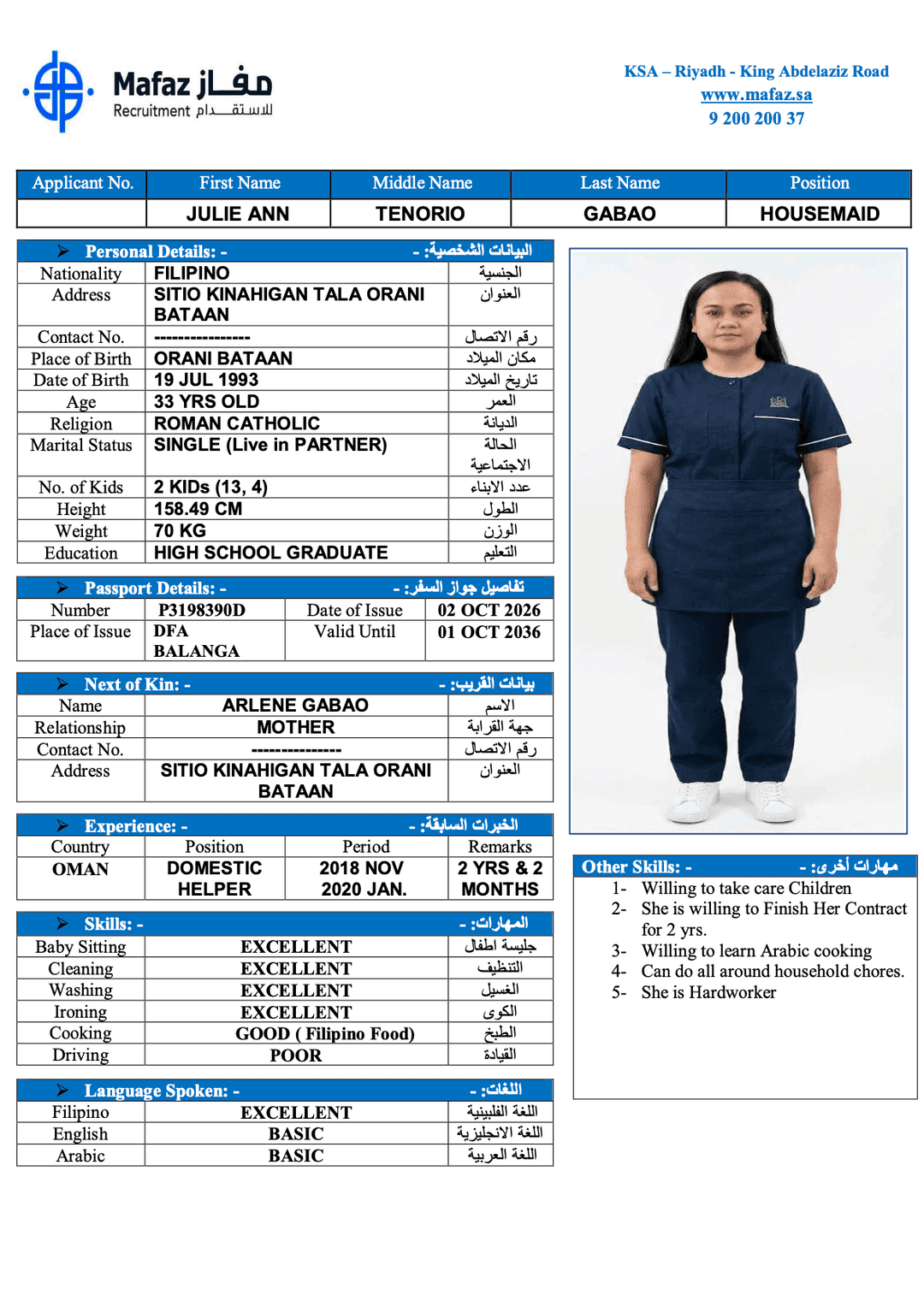 JULIE ANN TENORIO GABAO 